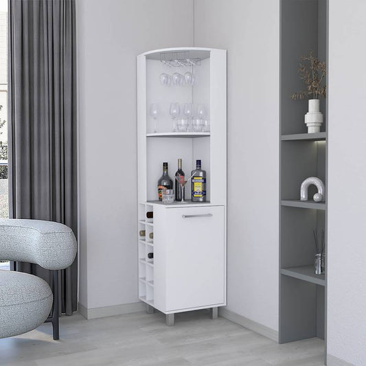 Leah’s White Corner Bar with Wine Rack