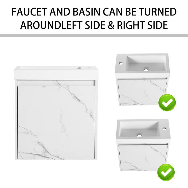 Chic Wall-Mounted Bathroom Vanity with Resin Sink & Quiet-Close Door