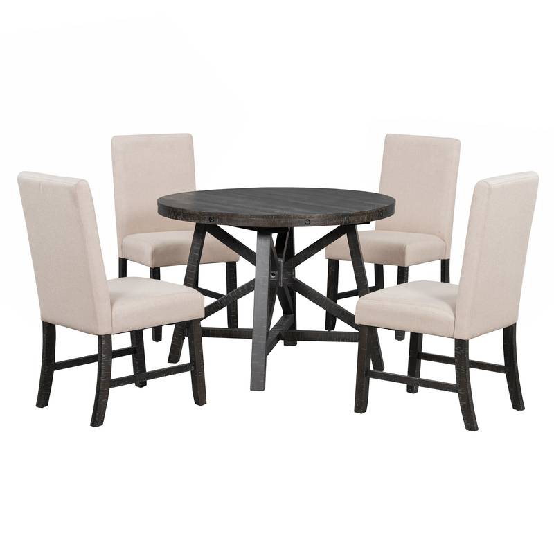 Retro Chic Dining Set with Expandable Table and Cozy Chairs