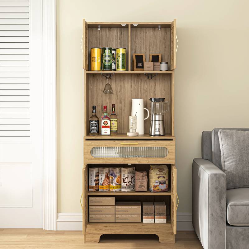 Stylish Tall Pantry & Bar Cabinet