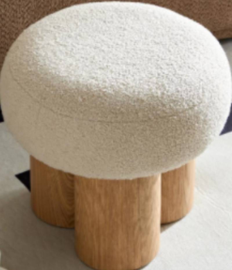 Cozy Mushroom Stool with Plush Cushion & Rustic Charm