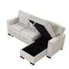 Chic Light Gray Chaise Lounge with Hidden Storage and USB Charger