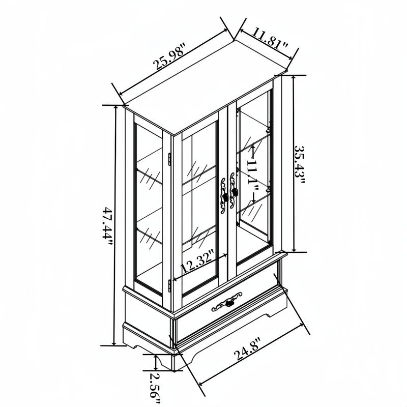 Radiant Cherry Display Cabinet with Adjustable Shelves