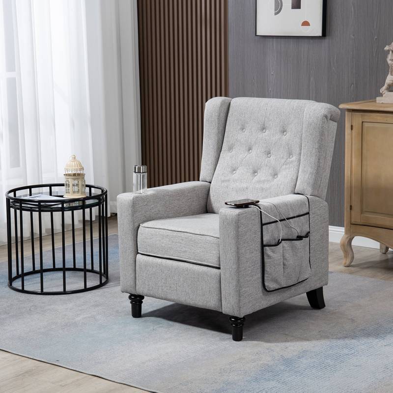 Cozy Wingback Recliner in Light Gray