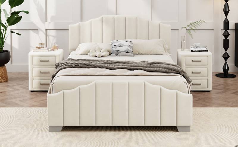 Lavish Velvet Bedroom Set with Tufted Bed & Chic Nightstands