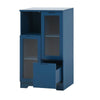 Navy Blue Glass-Front Cabinet with Open Storage