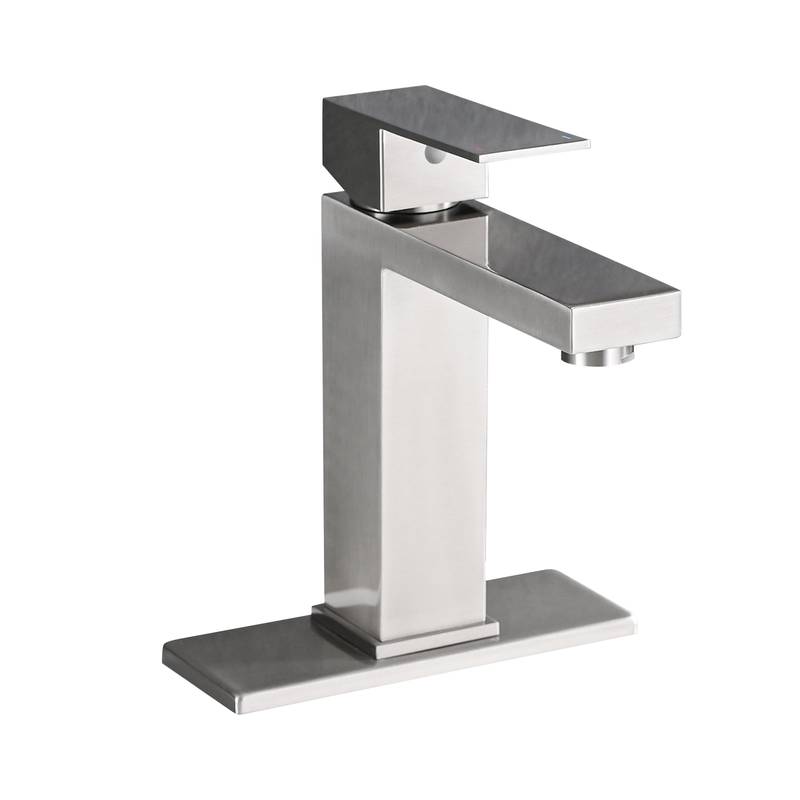 Sleek Stainless Steel Bathroom Faucet with Deckplate and Drain