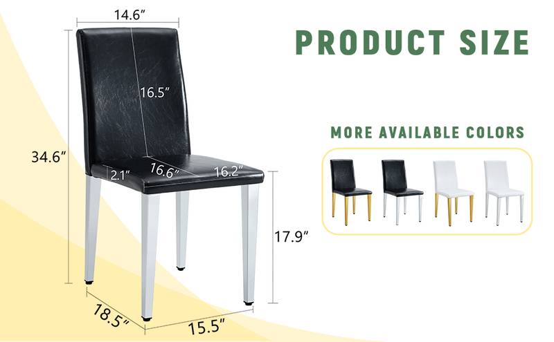 Sleek Black Backrest Chairs with Silver Legs - Modern Minimalist Chic!