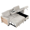 Chic Light Gray Chaise Lounge with Hidden Storage and USB Charger