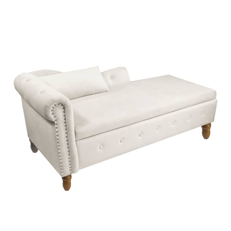Cozy Velvet Chaise with Storage and Pillow