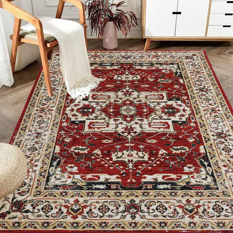 Vintage Boho Flower Rug – Washable & Non-Slip