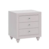 Cozy Glow Bedroom Set: Wood Bed with LED Headboard & Nightstands in Cream Grey