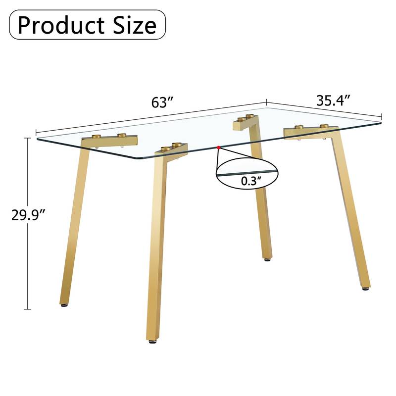 Gleaming Gold Glass Dining Table
