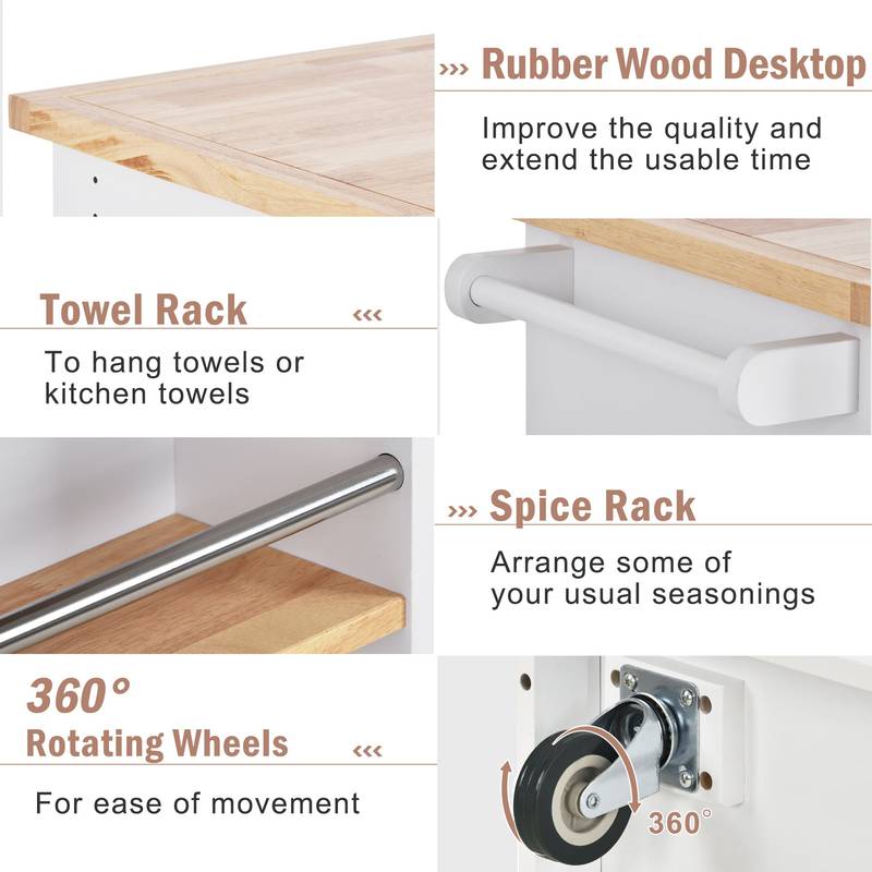 Versatile Rolling Kitchen Island with Storage and Wine Rack