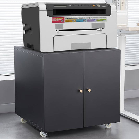 Mobile Black Copier Cabinet