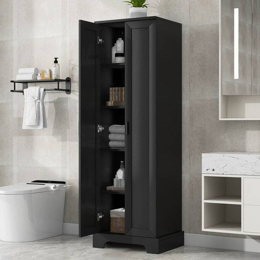 Versatile Black Storage Cabinet with Adjustable Shelves