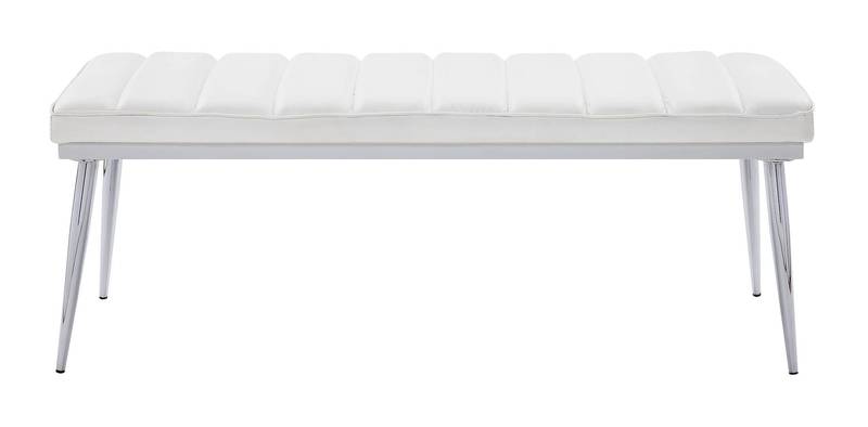 Chic White Weizor Bench with Chrome Accents