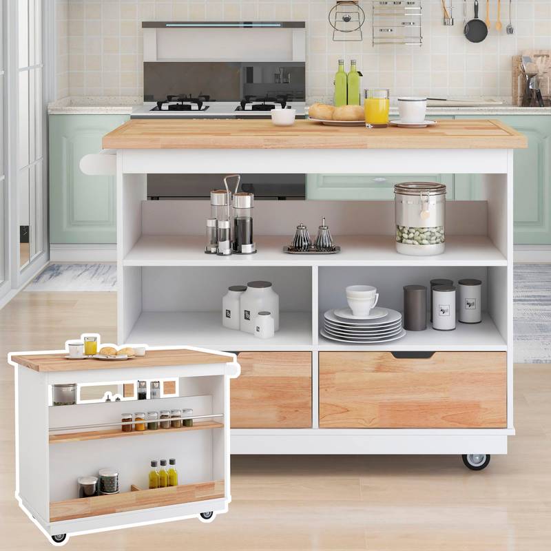Versatile Rolling Kitchen Island with Storage and Wine Rack