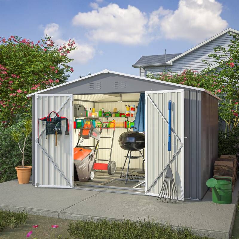 Spacious Outdoor Tool Shed with Lockable Doors - Durable All-Weather Design