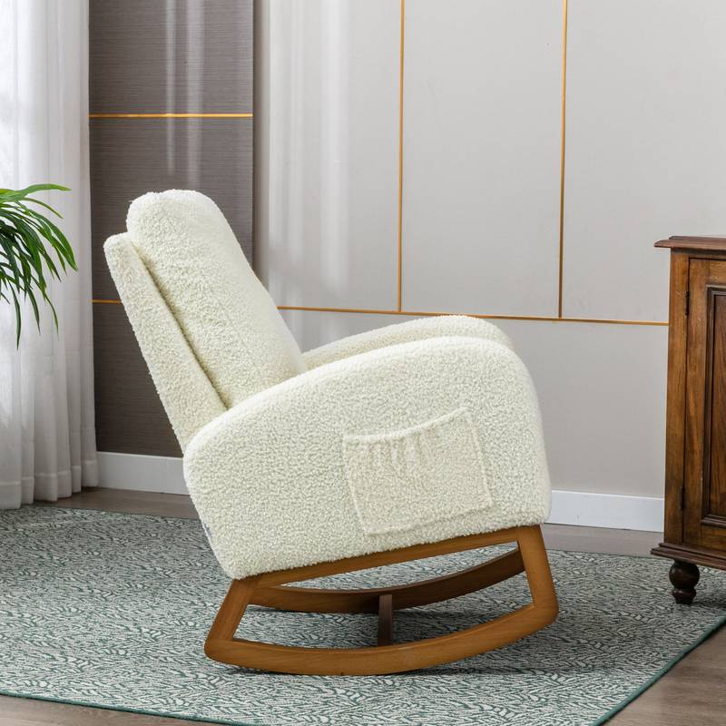 Comfy Rocking Chair with Wooden Legs