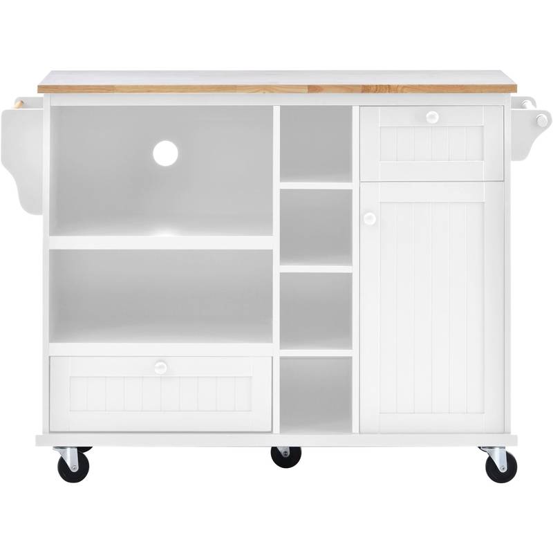 Versatile Kitchen Island Cart with Storage & Locking Wheels
