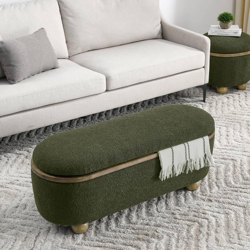 Cozy Green Storage Bench