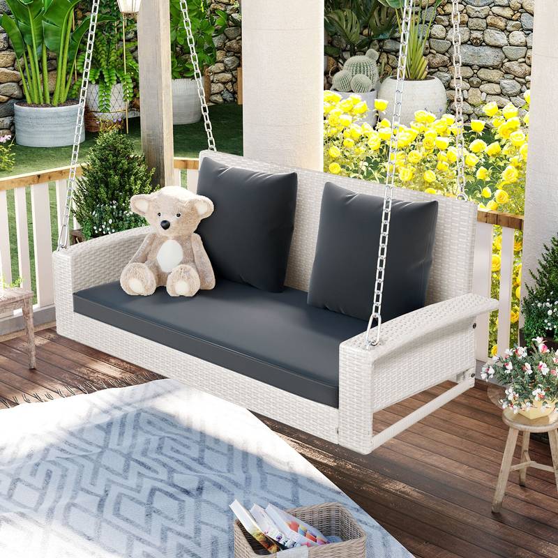 Cozy Wicker Swing for Two