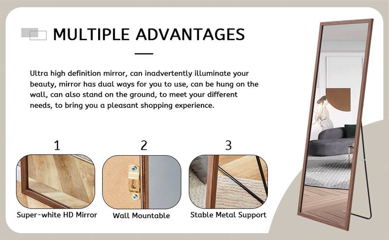 Elegant Wooden Framed Full-Length Mirror