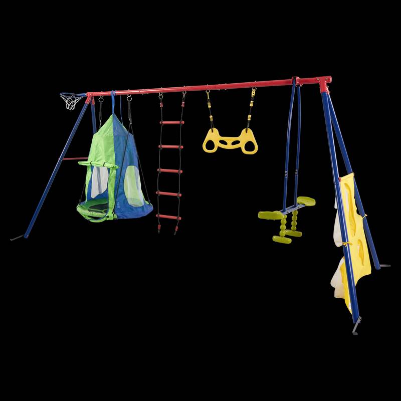 Rainbow Fun Swing Set: Safe Outdoor Adventures for Kids!