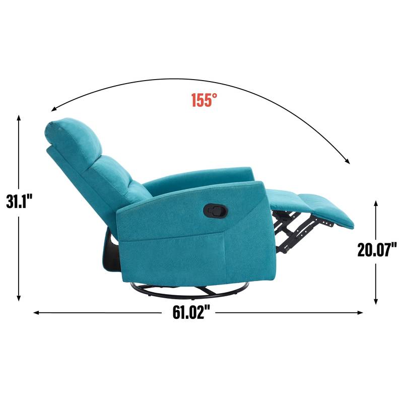 Cozy Blue Rocker Recliner Chair