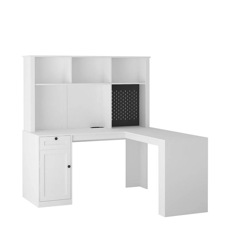 Smart Corner Desk with Storage & Outlets