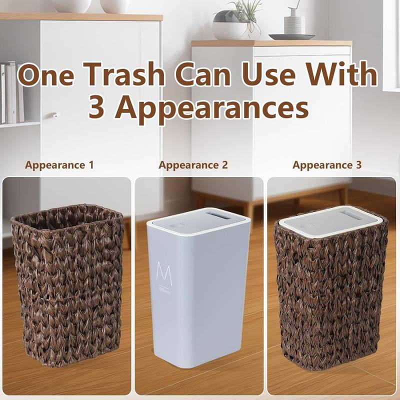 Chic Wicker Trash Can with Lid