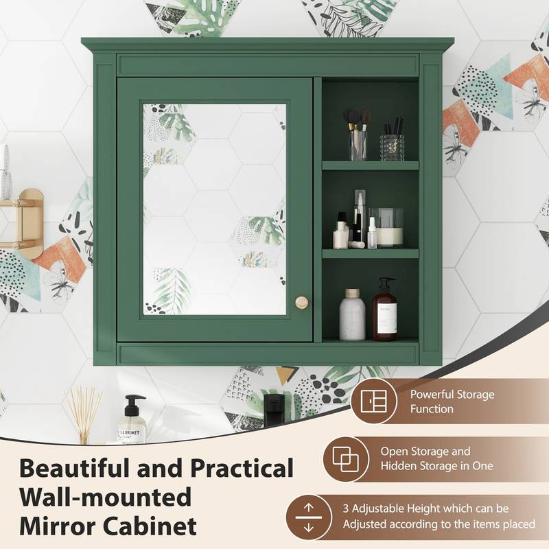 Sleek Mirror Medicine Cabinet with Open Shelves