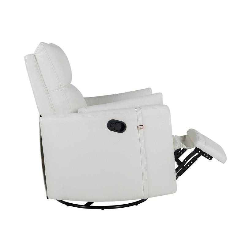 Cozy Beige Swivel Rocker Recliner with Pillows