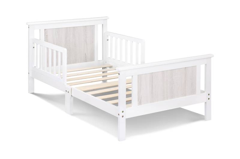 Cozy Convertible Toddler Bed in White & Gray