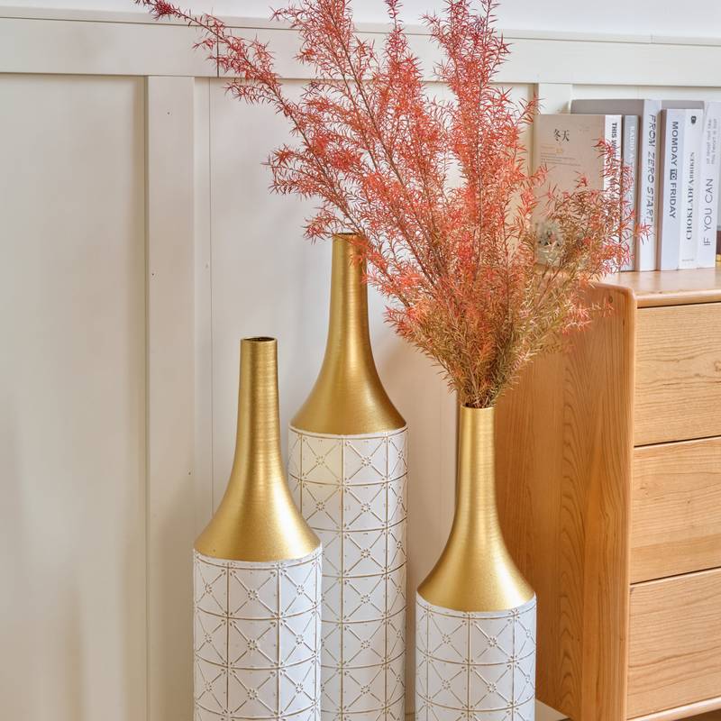 Gorgeous White Metal Vase Trio