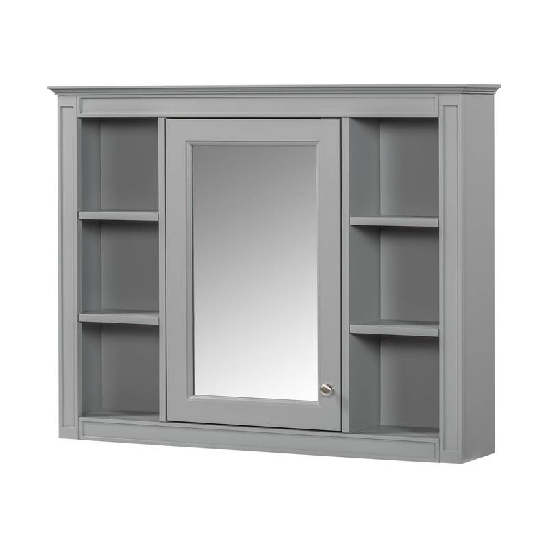 Sleek Wall-Mounted Mirror Cabinet with Open Shelves