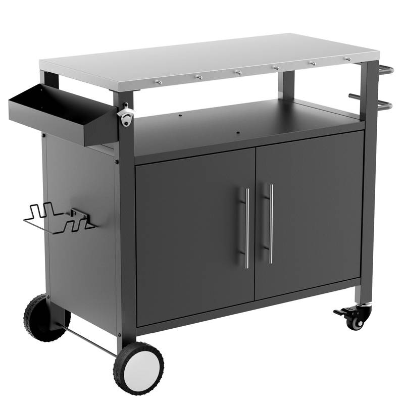 Grill Master’s Rolling Cart - Outdoor BBQ Station with Storage & Spice Rack