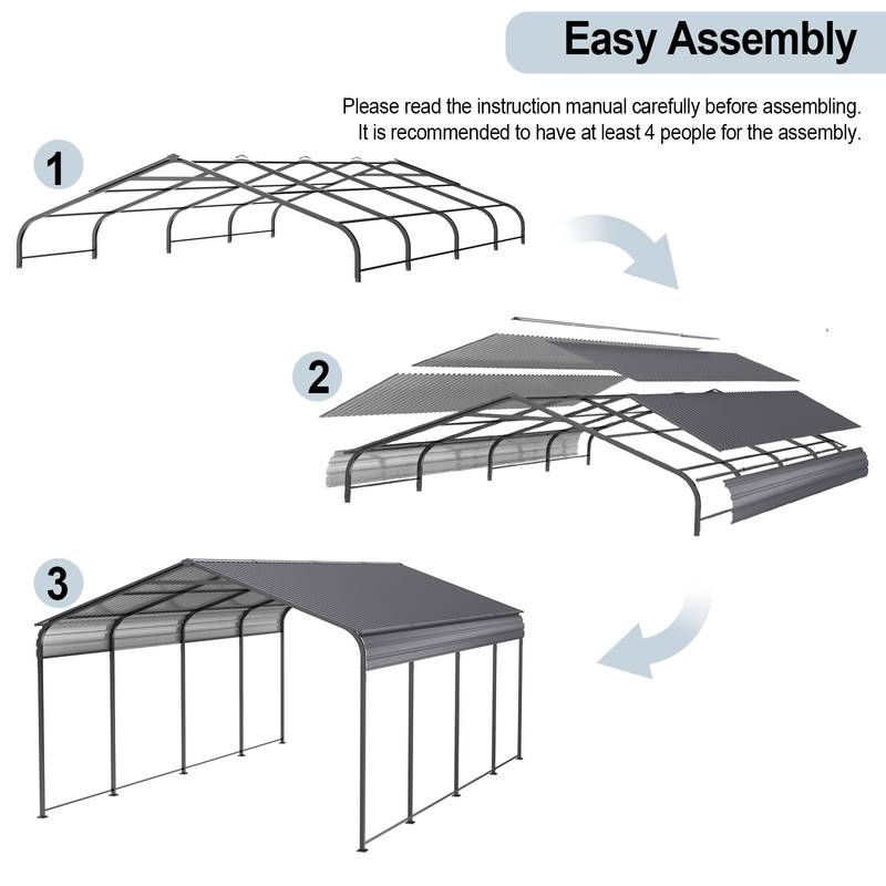 Ultimate Metal Carport Canopy - Heavy Duty Outdoor Storage for Cars, Boats, and Trucks