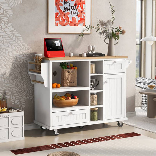 Versatile Kitchen Island Cart with Storage & Locking Wheels