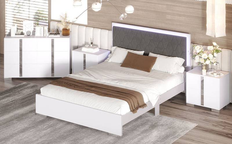 Dreamy LED Bedroom Set with Glam Mirror Accents