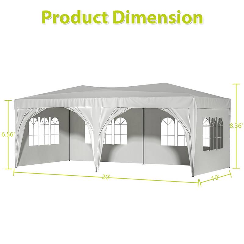 Easy Pop-Up Party Canopy with Sidewalls and Weights - Beige & White
