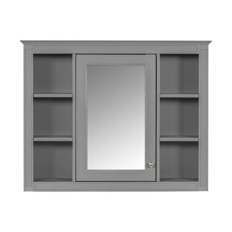 Sleek Wall-Mounted Mirror Cabinet with Open Shelves
