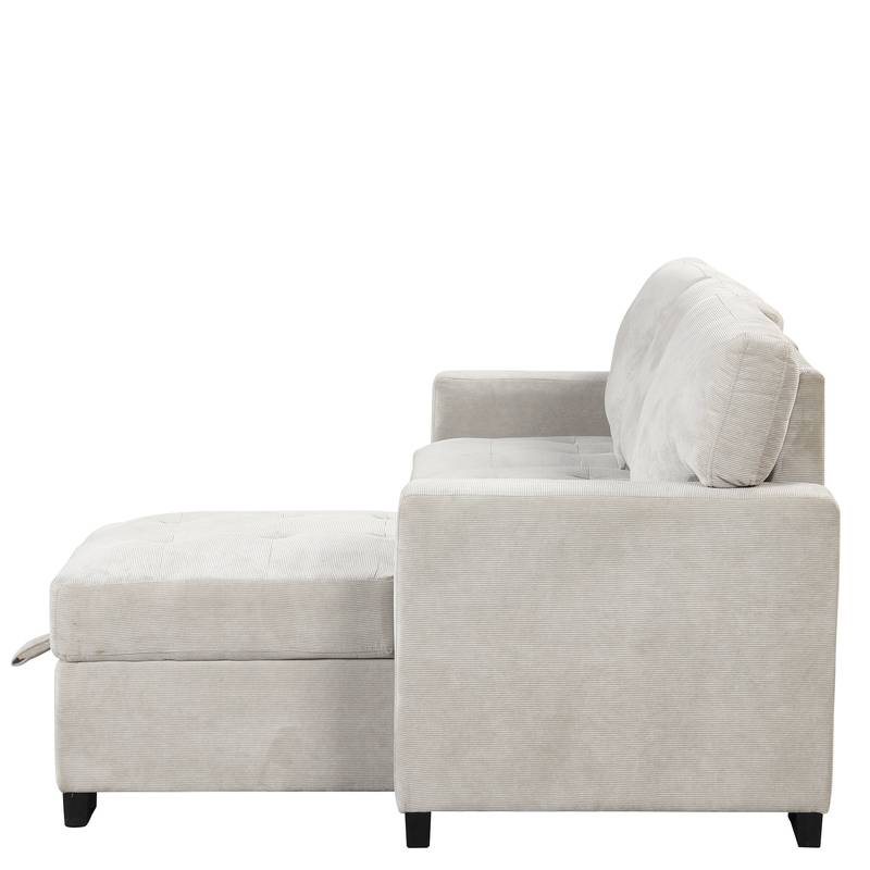 Chic Light Gray Chaise Lounge with Hidden Storage and USB Charger