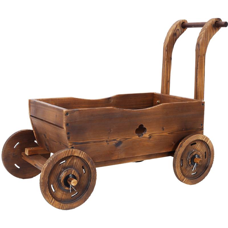 Rolling Wooden Garden Cart