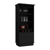 Chic Black Wine Bar Cabinet with Glass Storage