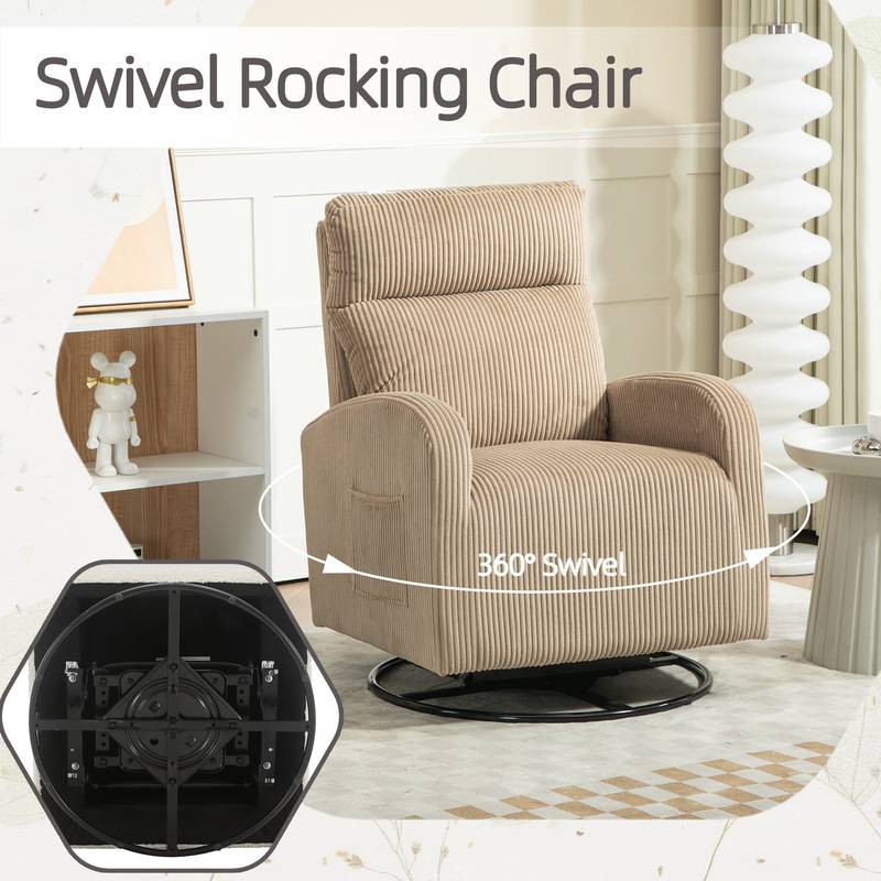 Cozy Glider Rocking Chair in Soft Flannel
