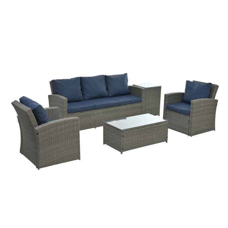 Cozy Wicker Patio Set with Glass Top