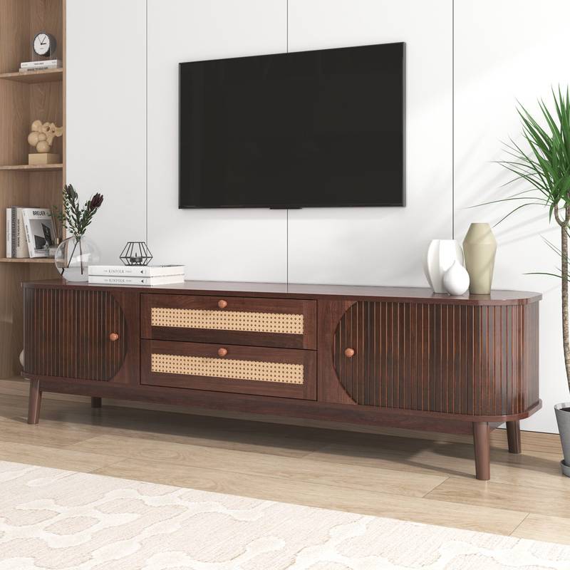 Chic Rattan TV Stand - Modern Farmhouse Style