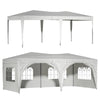 Easy Pop-Up Party Canopy with Sidewalls and Weights - Beige & White